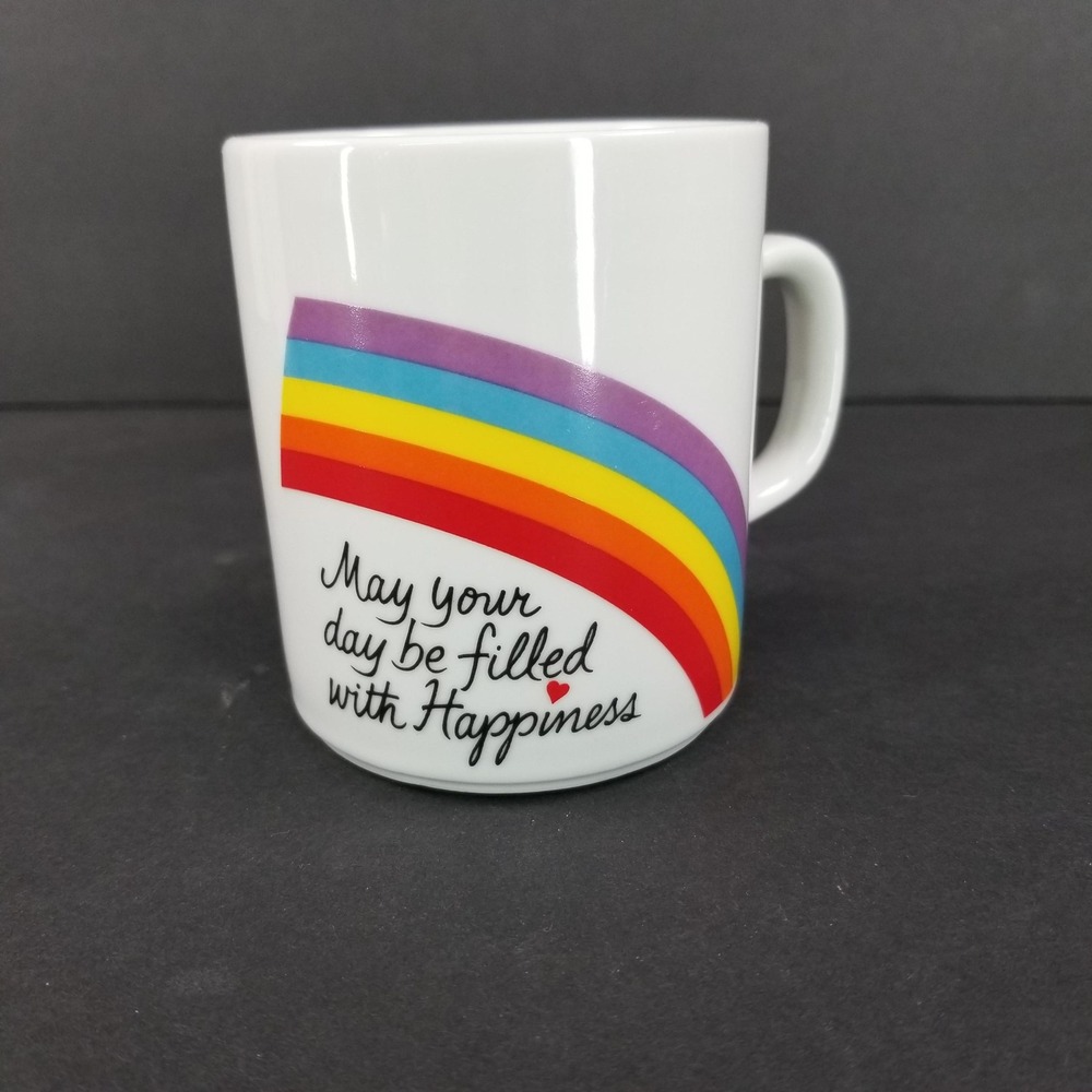 Vintage 1984 Avon Happiness Mug Rainbow Easter Ceramic Coffee Cup Japan